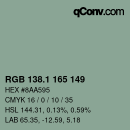 Color code: RGB 138.1 165 149 | qconv.com