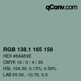 Color code: RGB 138.1 165 158 | qconv.com