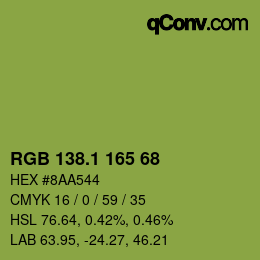カラーコード: RGB 138.1 165 68 | qconv.com
