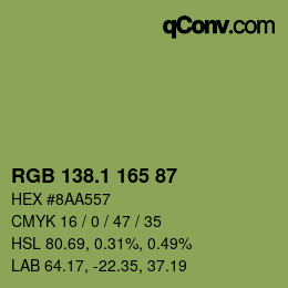 カラーコード: RGB 138.1 165 87 | qconv.com