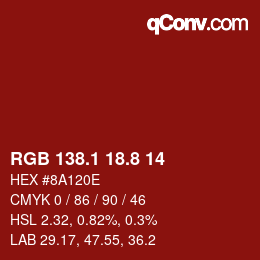 Color code: RGB 138.1 18.8 14 | qconv.com