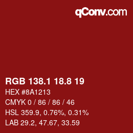 Color code: RGB 138.1 18.8 19 | qconv.com
