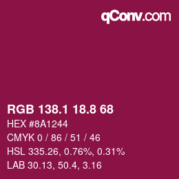 カラーコード: RGB 138.1 18.8 68 | qconv.com