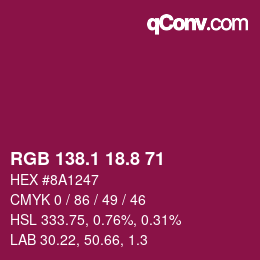カラーコード: RGB 138.1 18.8 71 | qconv.com