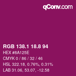 カラーコード: RGB 138.1 18.8 94 | qconv.com