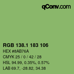 カラーコード: RGB 138.1 183 106 | qconv.com