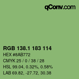 カラーコード: RGB 138.1 183 114 | qconv.com