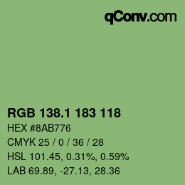 カラーコード: RGB 138.1 183 118 | qconv.com