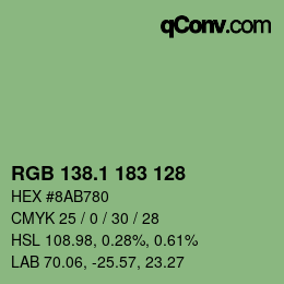カラーコード: RGB 138.1 183 128 | qconv.com