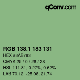 カラーコード: RGB 138.1 183 131 | qconv.com