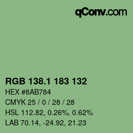 カラーコード: RGB 138.1 183 132 | qconv.com