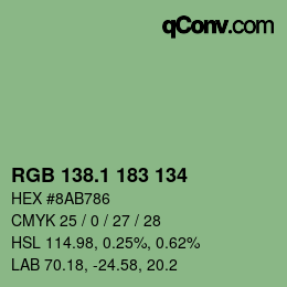 カラーコード: RGB 138.1 183 134 | qconv.com