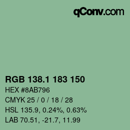カラーコード: RGB 138.1 183 150 | qconv.com