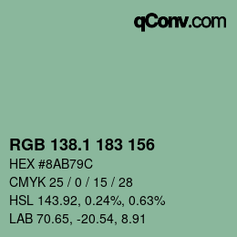カラーコード: RGB 138.1 183 156 | qconv.com