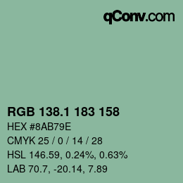 Color code: RGB 138.1 183 158 | qconv.com