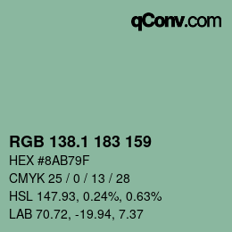 カラーコード: RGB 138.1 183 159 | qconv.com