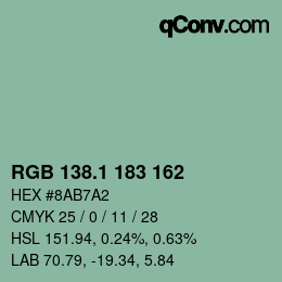 Color code: RGB 138.1 183 162 | qconv.com