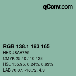 カラーコード: RGB 138.1 183 165 | qconv.com