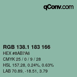 カラーコード: RGB 138.1 183 166 | qconv.com