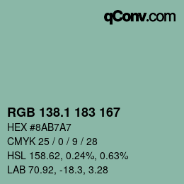Color code: RGB 138.1 183 167 | qconv.com