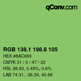 カラーコード: RGB 138.1 198.8 105 | qconv.com