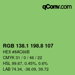 カラーコード: RGB 138.1 198.8 107 | qconv.com