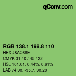 カラーコード: RGB 138.1 198.8 110 | qconv.com