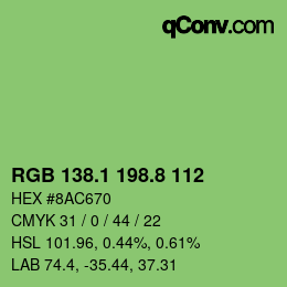 カラーコード: RGB 138.1 198.8 112 | qconv.com