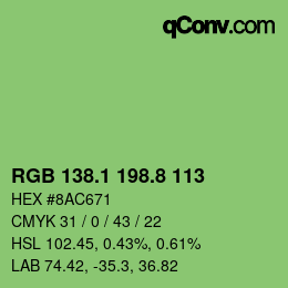 カラーコード: RGB 138.1 198.8 113 | qconv.com