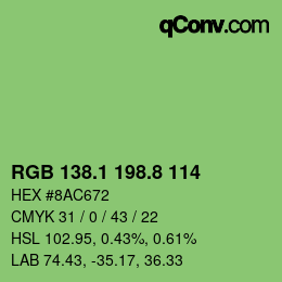 カラーコード: RGB 138.1 198.8 114 | qconv.com