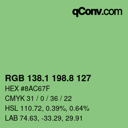 カラーコード: RGB 138.1 198.8 127 | qconv.com