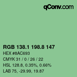 カラーコード: RGB 138.1 198.8 147 | qconv.com