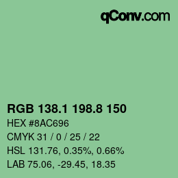 カラーコード: RGB 138.1 198.8 150 | qconv.com