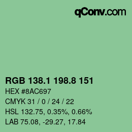 カラーコード: RGB 138.1 198.8 151 | qconv.com