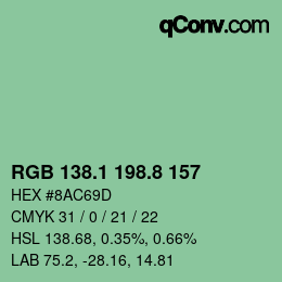 Color code: RGB 138.1 198.8 157 | qconv.com