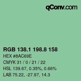 Color code: RGB 138.1 198.8 158 | qconv.com