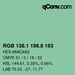 Color code: RGB 138.1 198.8 163 | qconv.com