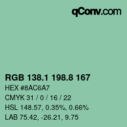 Color code: RGB 138.1 198.8 167 | qconv.com