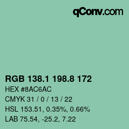 Color code: RGB 138.1 198.8 172 | qconv.com