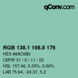 カラーコード: RGB 138.1 198.8 176 | qconv.com
