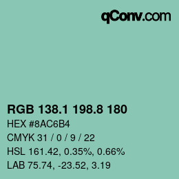 カラーコード: RGB 138.1 198.8 180 | qconv.com