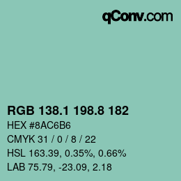 Farbcode: RGB 138.1 198.8 182 | qconv.com