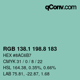 Color code: RGB 138.1 198.8 183 | qconv.com