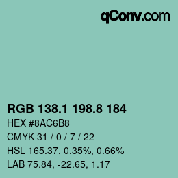 カラーコード: RGB 138.1 198.8 184 | qconv.com