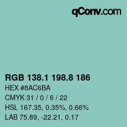 Color code: RGB 138.1 198.8 186 | qconv.com
