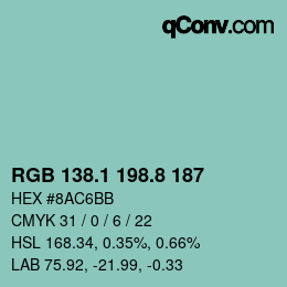 Color code: RGB 138.1 198.8 187 | qconv.com