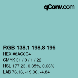Color code: RGB 138.1 198.8 196 | qconv.com