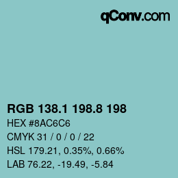 Farbcode: RGB 138.1 198.8 198 | qconv.com