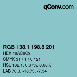 Farbcode: RGB 138.1 198.8 201 | qconv.com