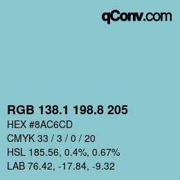 Color code: RGB 138.1 198.8 205 | qconv.com